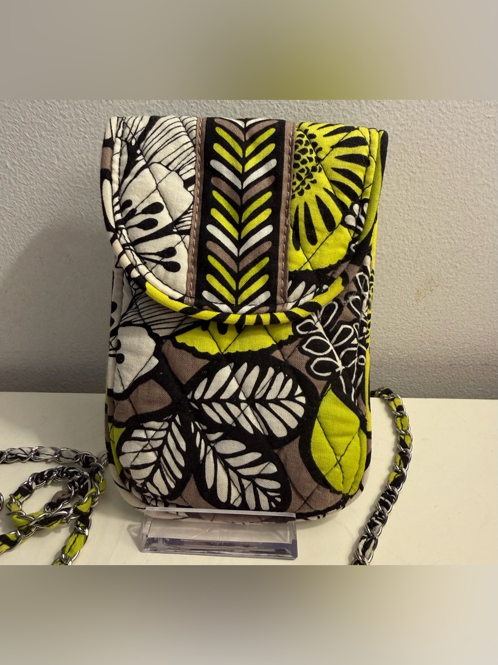 Vera Bradley Cell Phone Crossbody in the retired "Citron" pattern.